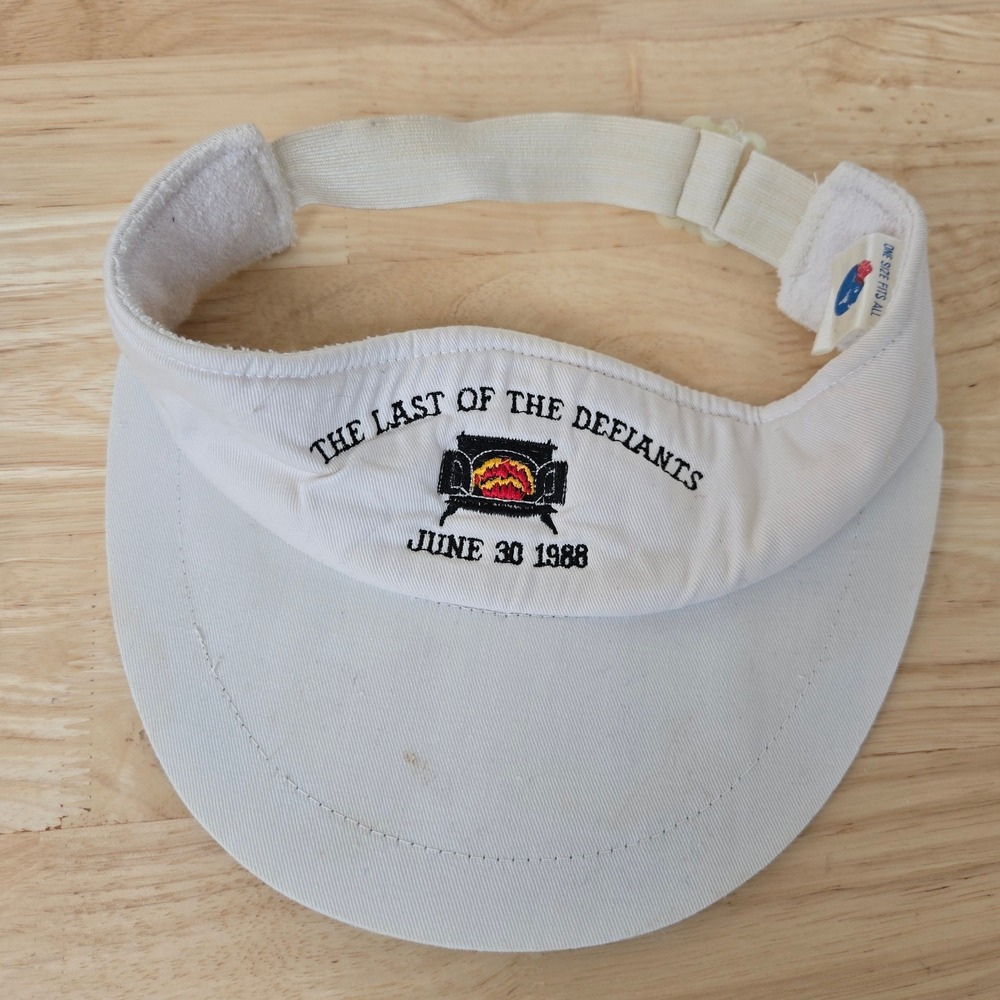 Vintage Imperial Last of Defiants Visor Hat‎ 1988, White/Green Weird Retro Party